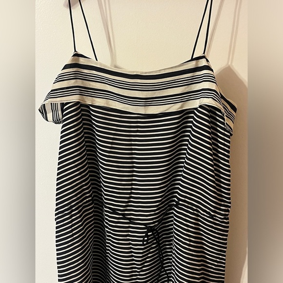 Silk Madewell Striped Tie-Waist Dress in Black and White Size 8 - Picture 4 of 7